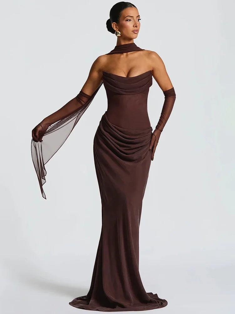 Embroidered Bow-Neck Backless Sleeveless A-Line Mini Dress – Satin Finish, All Season Luxegan