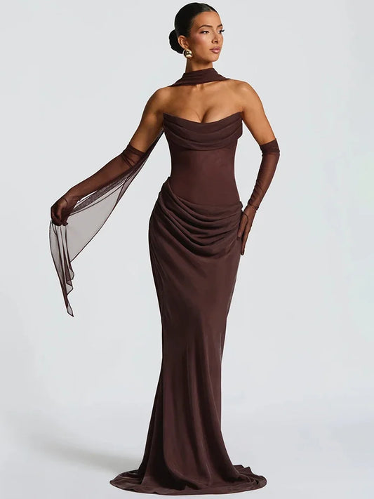Embroidered Bow-Neck Backless Sleeveless A-Line Mini Dress – Satin Finish, All Season Luxegan
