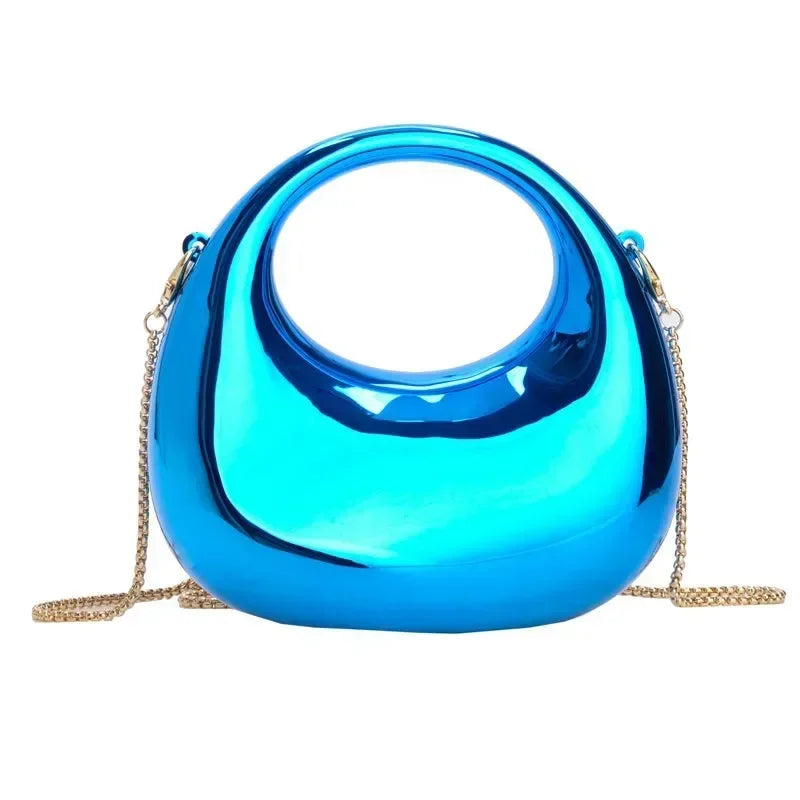 Metallic Half-Moon Minaudiere | Hard Crossbody & Clutch Luxegan