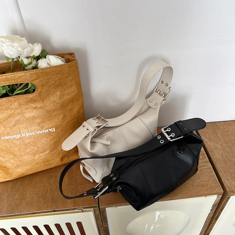 Y2K Style Shoulder Bag | Trendy Motorcycle Handbag & Minimalist Shoulder Purse Luxegan