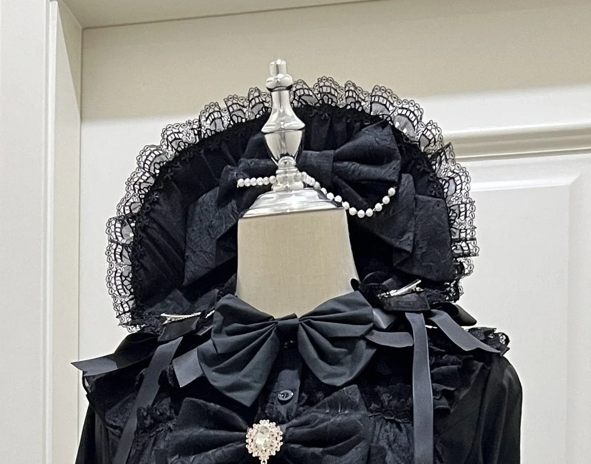 Sweet Lolita JSK Dress Set – Lace, Bow, Spaghetti Strap, Square Collar, A-Line