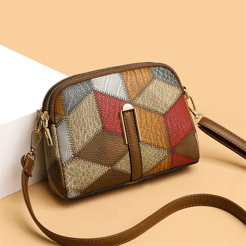 Vintage Shell Hobo Bag | Structured Patchwork PU Leather Tote Luxegan