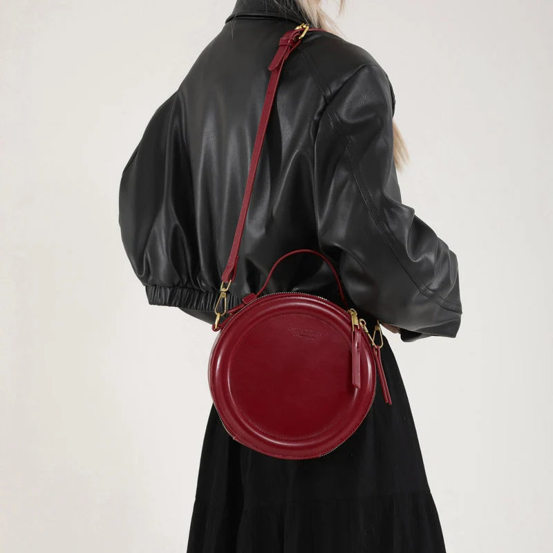 Round Crossbody Bags for Women | High Quality PU Leather Designer Shoulder Bag & Female Clutch Purse (Solid, Soft) Luxegan