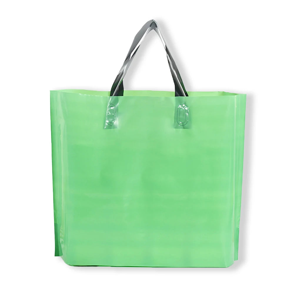 Custom Logo Plastic Shopping Bags | Personalized Small Business Boutique Retail Bags | Premium Gift Packaging with Handles for Parties, Weddings, and Events (20/50pcs Sets) Luxegan