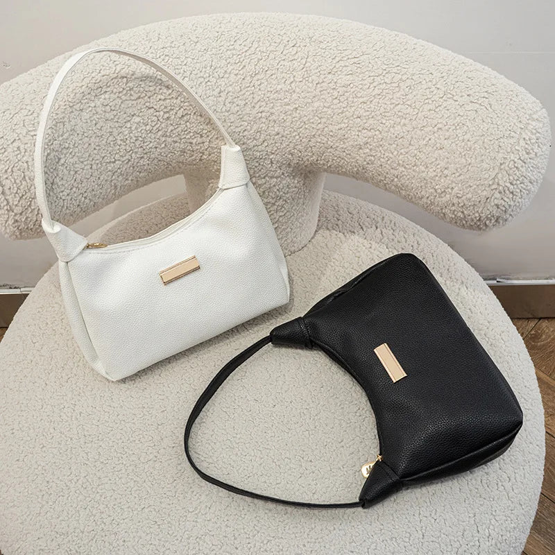 Women's Retro Solid Color PU Leather Handbag | Fashion Shoulder Underarm Casual Hobo Bag for Ladies Luxegan