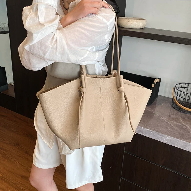 Luxury Designer 2-in-1 Shopper Tote Set | Branded Soft PU Leather Shoulder Handbag for Women (Big Capacity) Luxegan