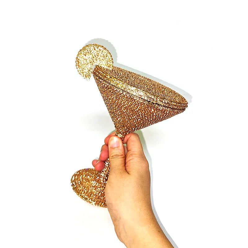 Funny-Shape Luxury Diamond Clutch | Sophisticated Crystal Evening Bag | Elegant Geometric Bridal Minaudière | "Dignified" Hard-Shell Metallic Purse for Evening Parties Luxegan