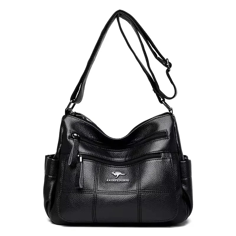 Genuine Soft PU Leather Handbags for Women | Vintage Shoulder Tote Bag & Large Capacity Purse