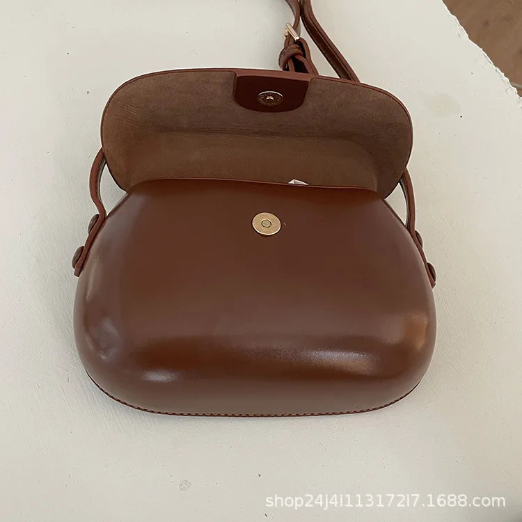 Women's Small Messenger Bag | Solid PU Leather Shiny Shoulder Bag & Saddle Purse Luxegan