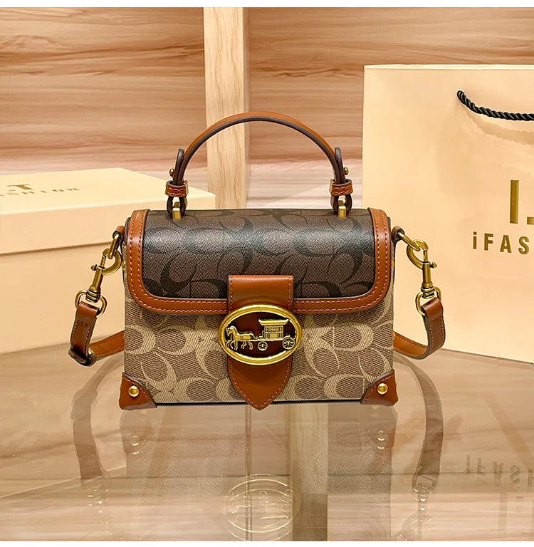 New Minimalist & Fashionable Small Handbag | Contrasting Color Women's Crossbody Bag (High-End Carriage Style, Portable Box Bag)