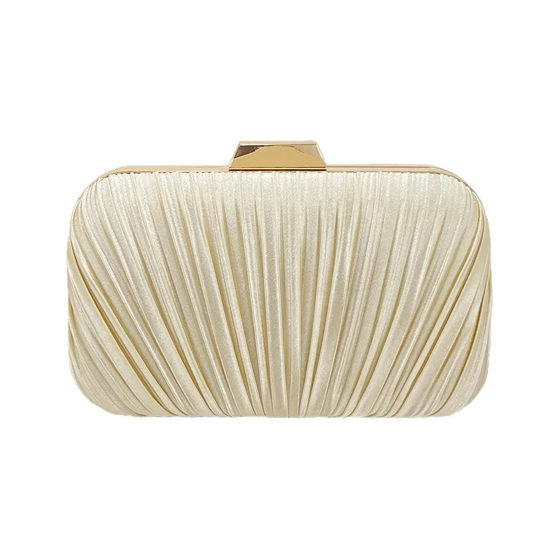 Classic Silky Evening Bag | Sophisticated "Light Pink" Silhouette | Elegant High-End Ruched Handbag | "Dignified" High-Performance Pleated Party Essential for Radiant Versatile Styling Luxegan