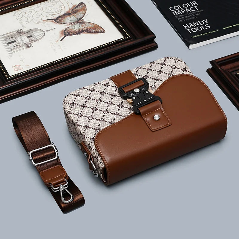 Fashion Square Mailman Bag | Sophisticated "Small Satchel" Silhouette | High-End Men's Business Commuter Bag | "Dignified" High-Performance PU Essential for Radiant Versatile Styling Luxegan
