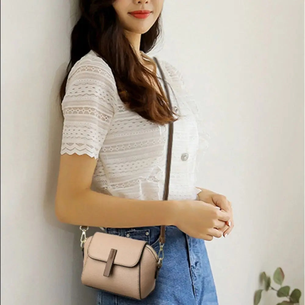 Elegant Genuine Leather Crossbody Bag | Luxury Solid Color Cow Leather Handbag | Fashionable Women's Shoulder Bag | Professional Business Messenger & Bucket Purse Luxegan