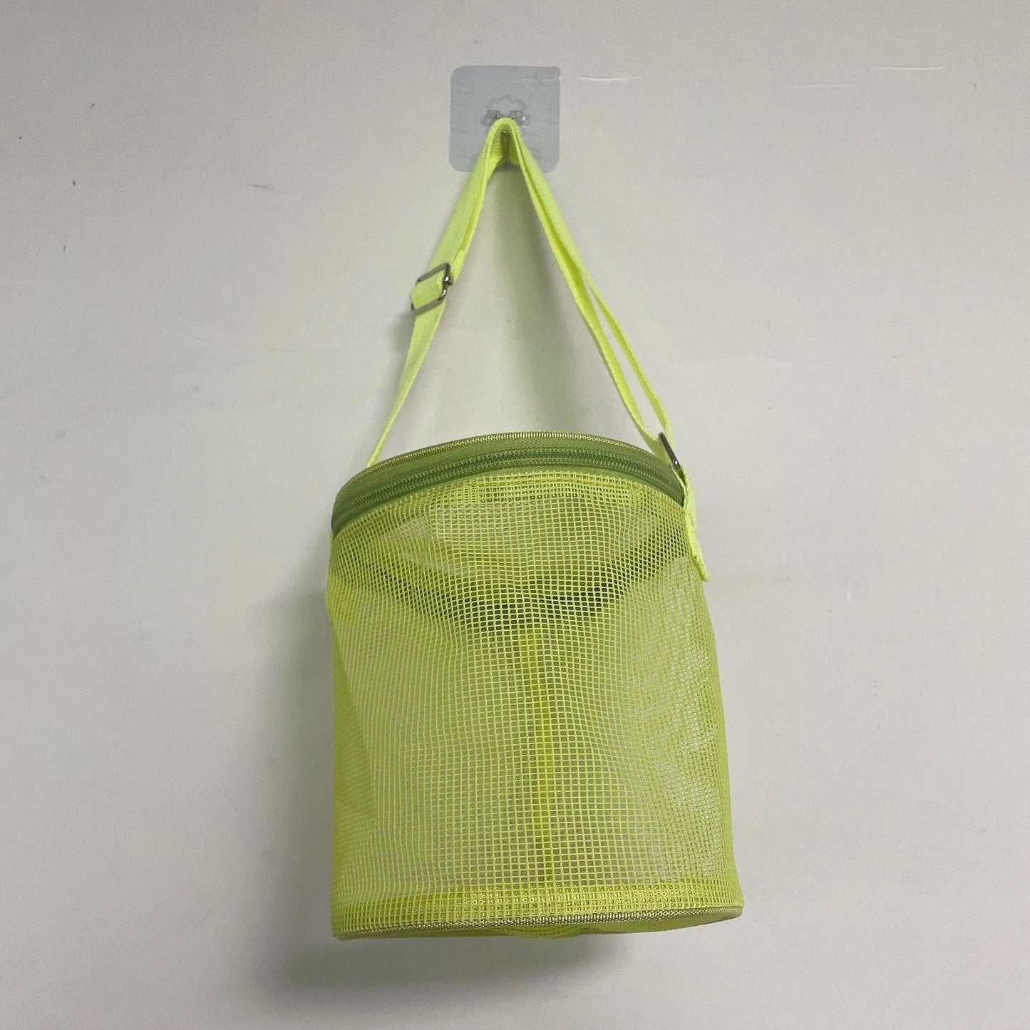 Net Yarn Shell Storage Bag | Sophisticated Three-Dimensional Circle Beach Bucket | Elegant Dredging Toy Collection Bag | High-Quality Polyester Mesh Finishing Pouch with "Dignified" Barrel Shape Luxegan