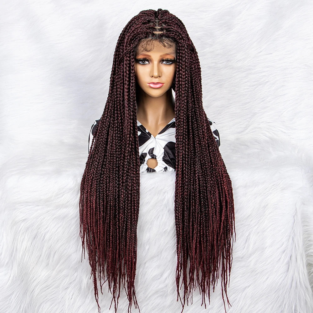 Goddess Box Braids Lace Front Wig | Transparent Full Lace Synthetic Braided Wig Luxegan