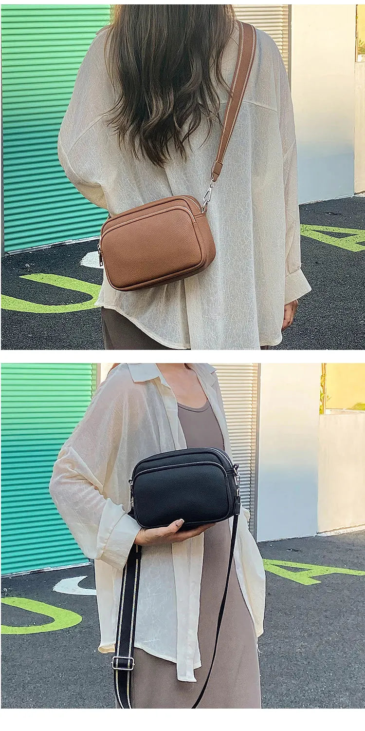 New Lychee Pattern Small Square Bag | Comfortable Weaving Strap Style Wide Shoulder Strap & Crossbody Bag Luxegan
