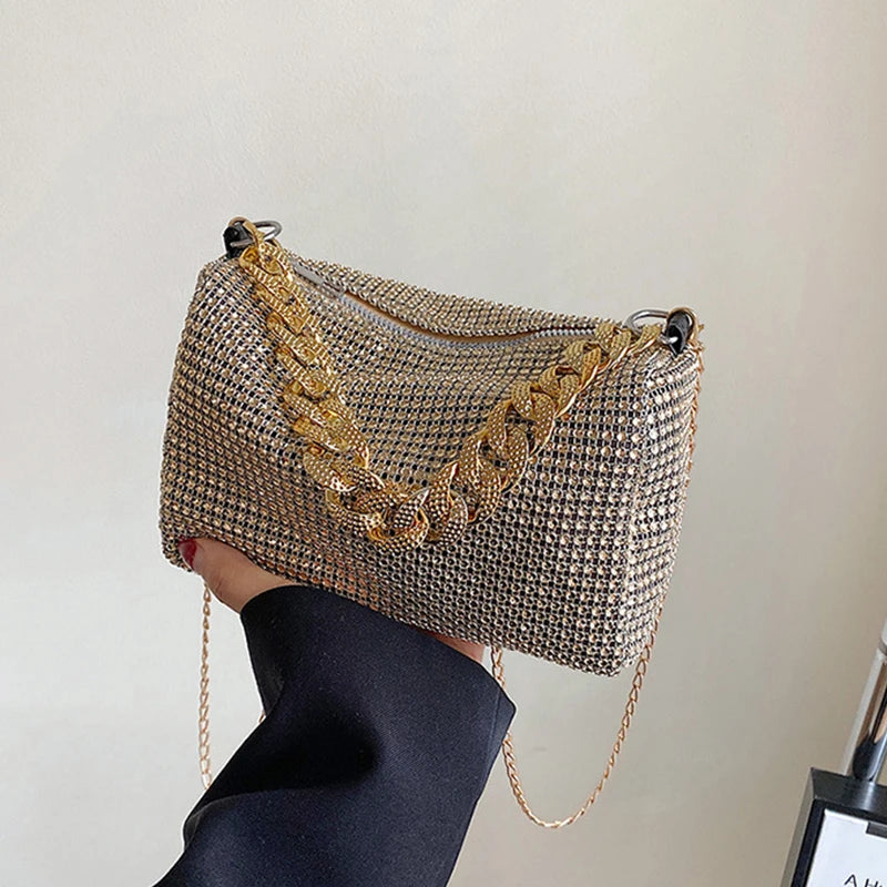 Bling Diamond Design Small Crossbody Messenger Bags | Women Summer Trend Luxury Fashion Travel Shoulder Handbags & Purses Luxegan