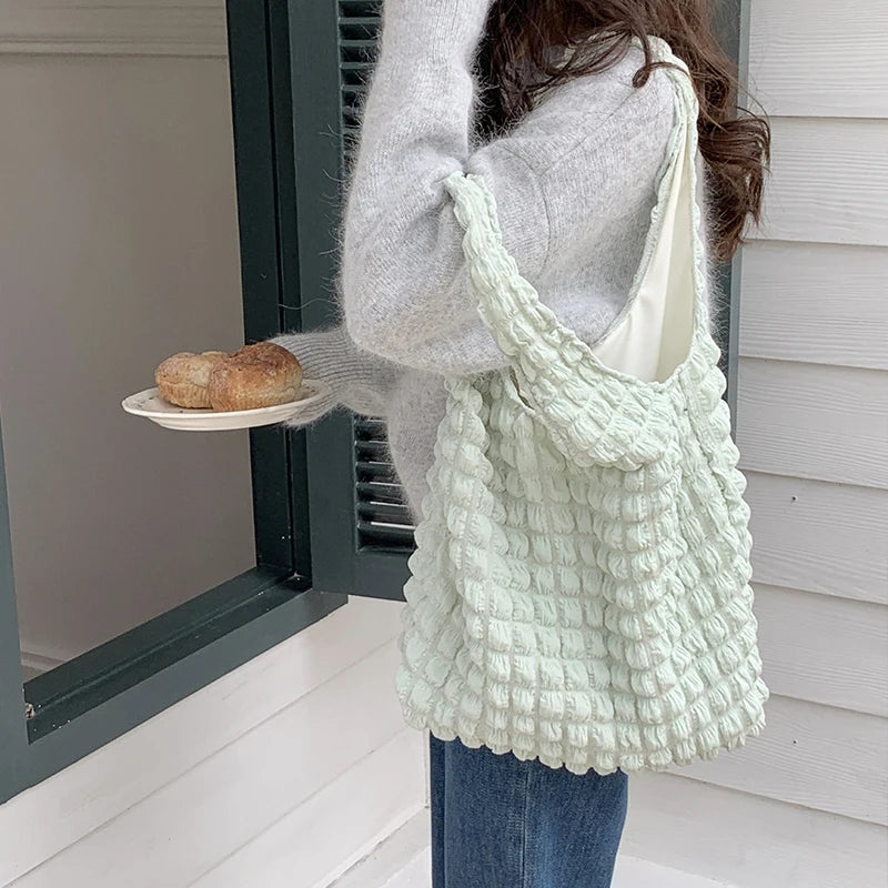 Soft Pleated Cloud Tote | Candy Color Large Capacity Shoulder Bag