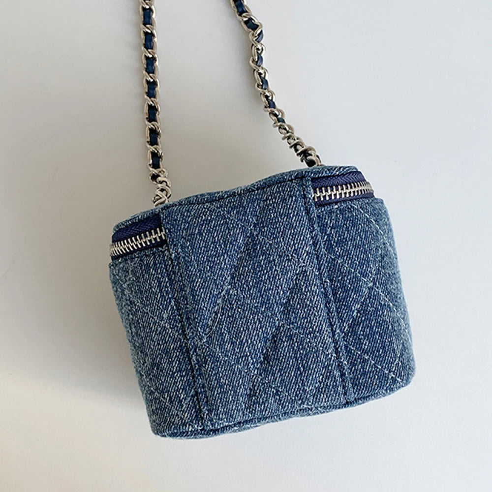 Mini Denim Crossbody Bags for Women | Lingge Chains Shoulder Bag & Fashion Brands Box Bag (Lipstick Coins Purses & Handbags) Luxegan