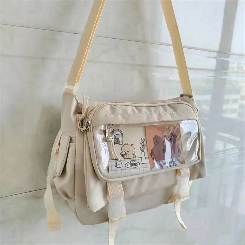 Japanese Harajuku Style Canvas Messenger Bag | Large Capacity Student Tote Luxegan