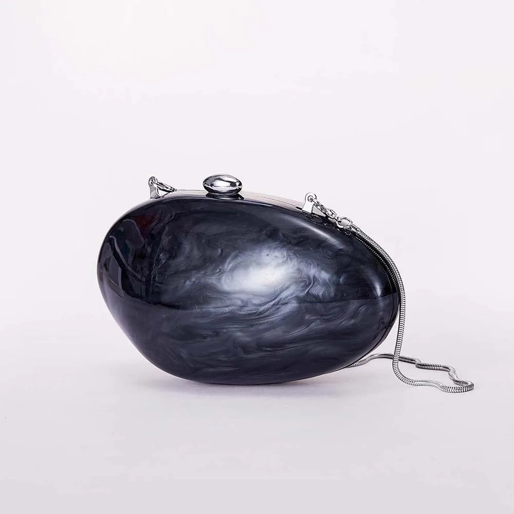 Oval Marble Beige Shell Acrylic Luxury Elegant Lady Evening Bag | Cute Handbag & Wedding Girl Female Mini Purse Luxegan