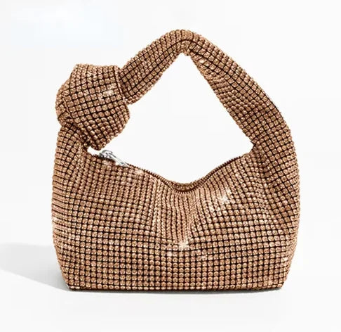 Handle Rhinestones Knot Evening Bag | Crystal Top Handle Bag & Luxury Designer Tote Luxegan