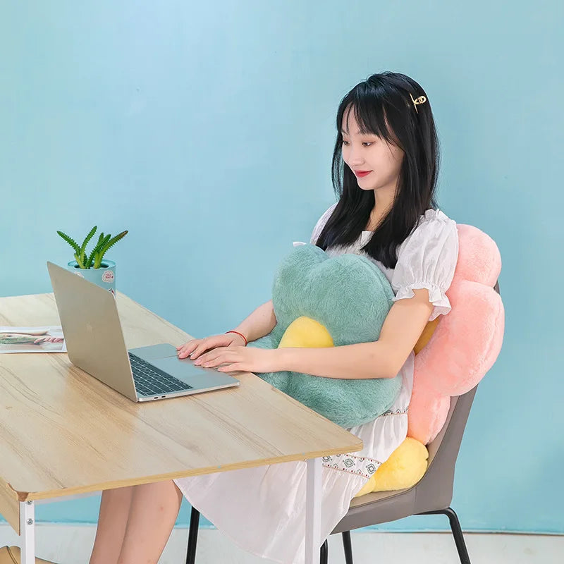 Circular Flower Shape Chair Cushion | Sophisticated "Soft Nap" Floral Silhouette | Elegant Winter Thick Floor & Couch Pillow | "Dignified" High-Performance Memory Comfort for Radiant Versatile Styling Luxegan