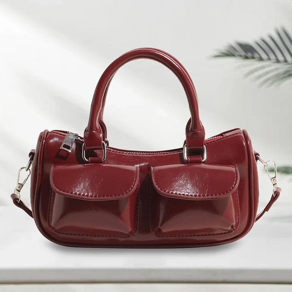 Women’s Small Top Handle Handbag | Premium PU Leather Adjustable Strap Crossbody Bag | Solid Color Casual Tote with Inner Zipper Pocket | Versatile Work & Travel Purse Luxegan