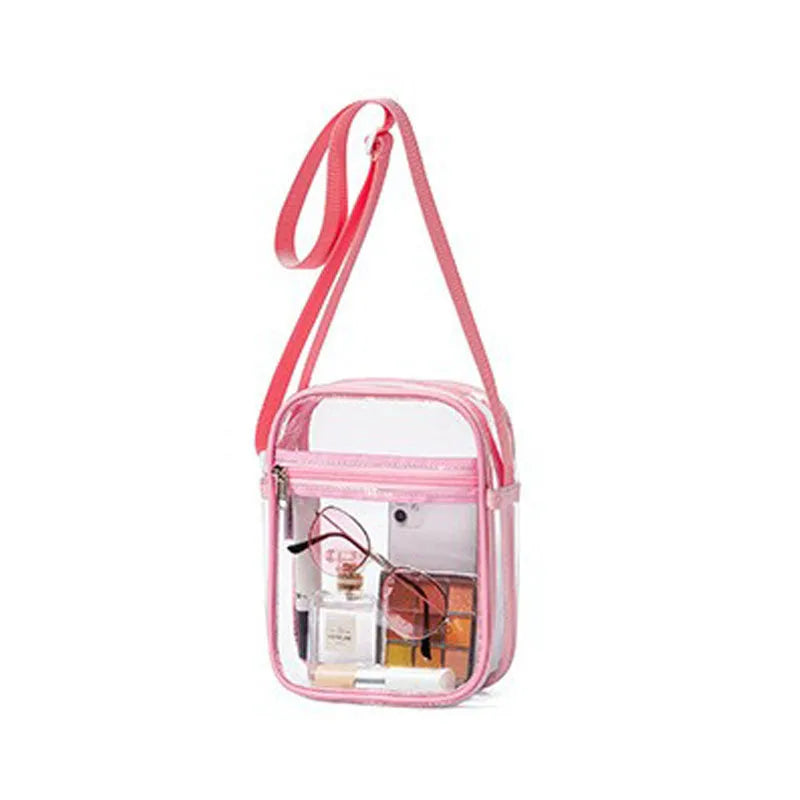 Stadium-Approved Clear Shoulder Bag | Sophisticated Transparent PVC Concert Purse | Elegant Simple Casual Crossbody | "Dignified" Structured Square Handbag for Versatile Event Styling Luxegan