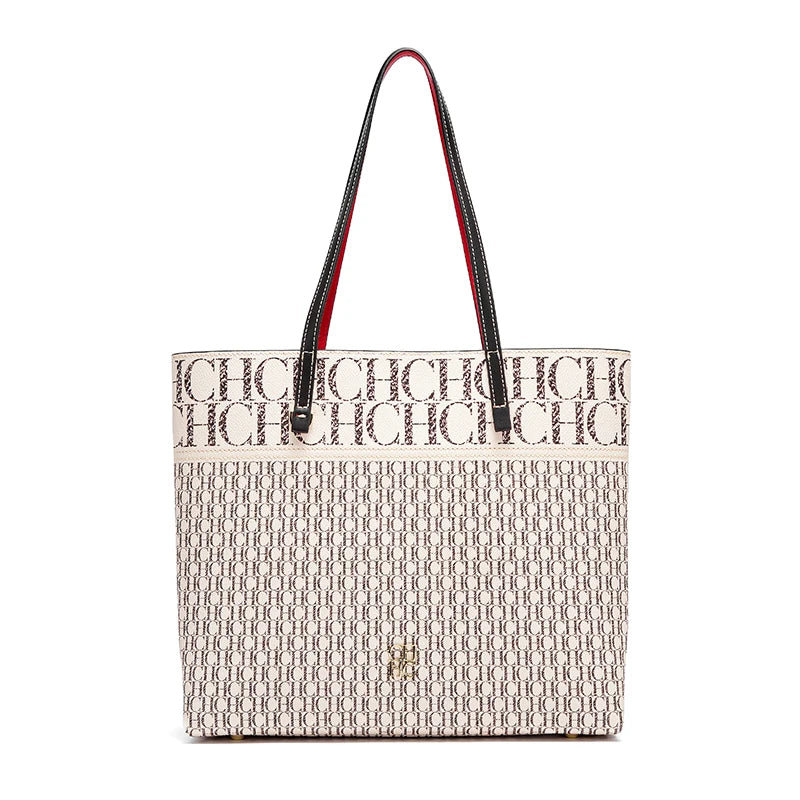 Letter Pattern PVC Tote Bag | Large Capacity Elegant Shoulder Bag Luxegan