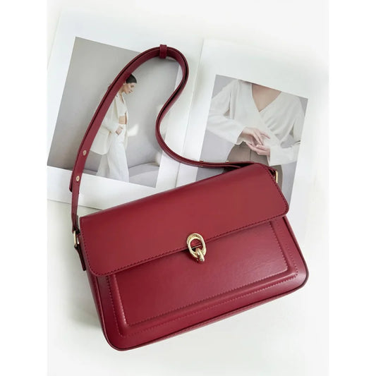 High-Texture Red Retro Bridal Wedding Bag | French Handbag & Commuter Underarm Bag Luxegan