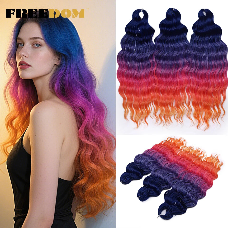 FREEDOM Synthetic Water Wave Crochet Braiding Hair 24 Inch – Ombre & Multi-Tone | 88 Colors | 300g - view 4