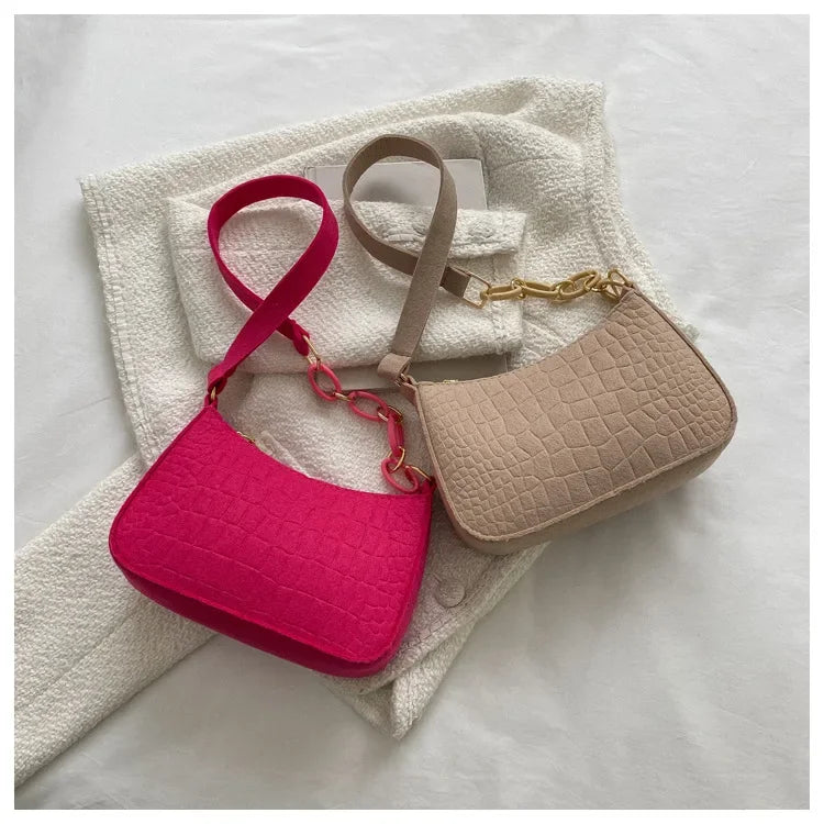 Fashion Felt Shoulder Bag | Minimalist Underarm Handbag Luxegan