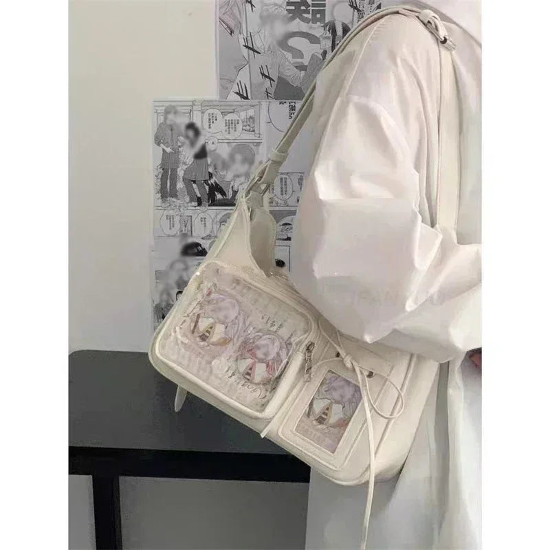 Y2K Harajuku Shoulder Bag | Kawaii Japanese Fashion Transparent ItaBag | JK Uniform Bag Korean Style School Crossbody Bag Luxegan