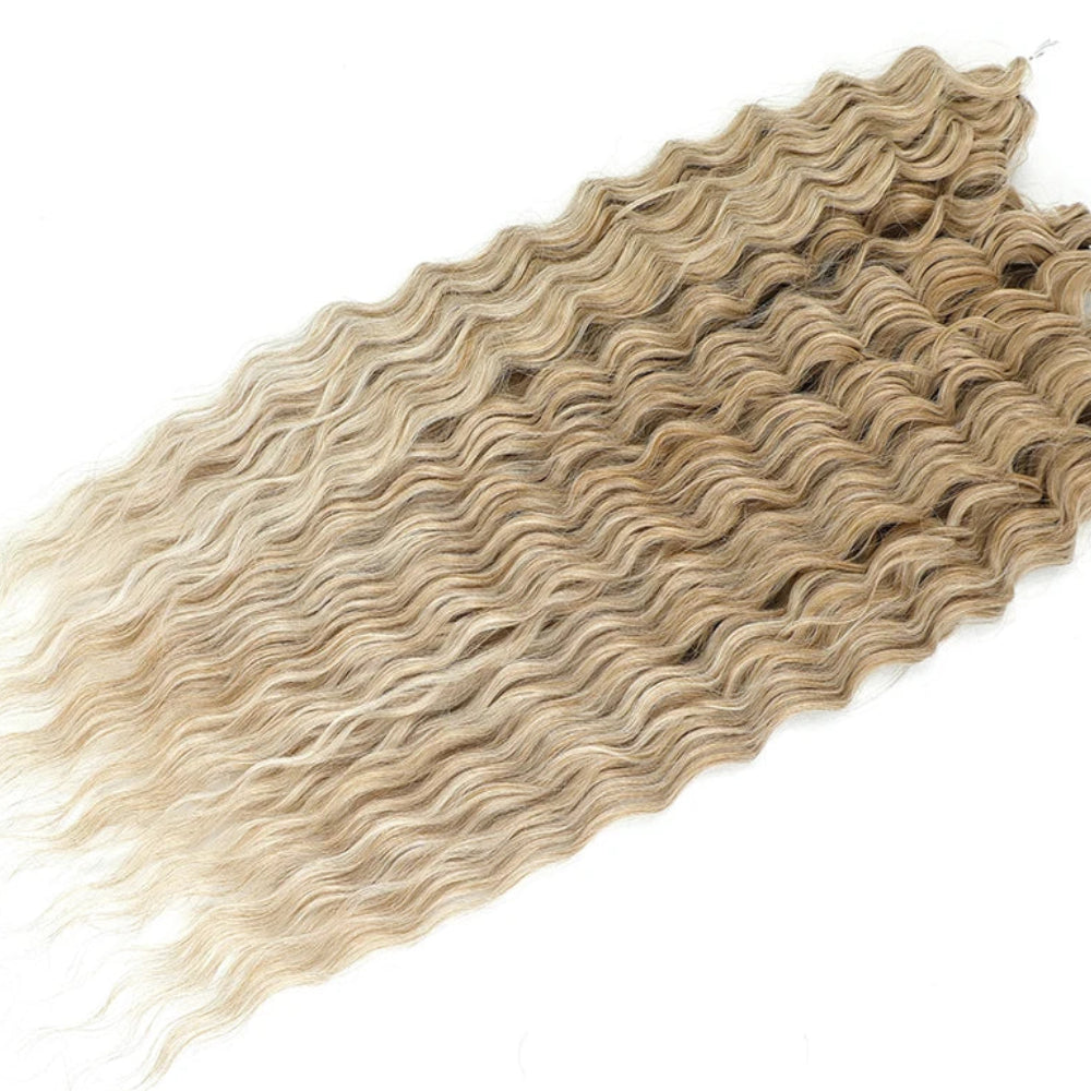 22 Inch Deep Water Wave Crochet Braids – 3 Pcs 300g Bio-Protein Synthetic Hair Bundles for Women Luxegan