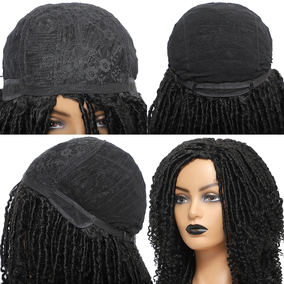 12 Inch Curly Faux Locs Dreadlock Wig | Machine or Headband Cap