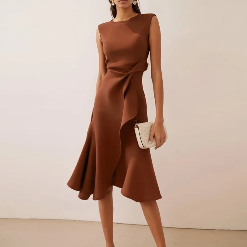 Women's Sleeveless Ruffle A-Line Dress Luxegan