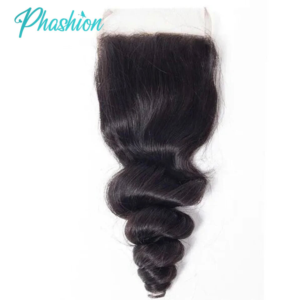 Phashion Loose Wave 13x4 Lace Frontal HD Transparent Swiss 4×4 Closure Pre Plucked Brazilian Remy Human Hair For Black Women