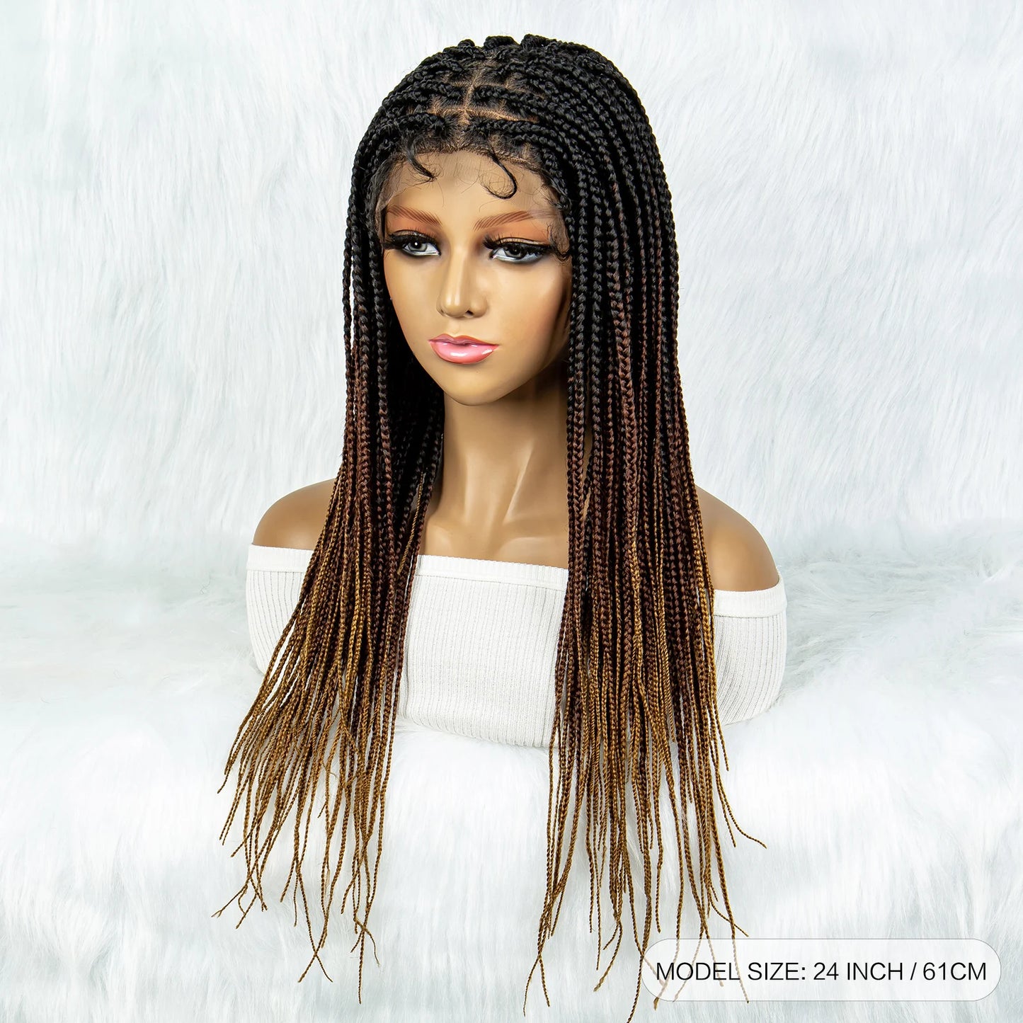 Colorful Knotless Box Braids Wig | Full Lace Front with Baby Hair Luxegan