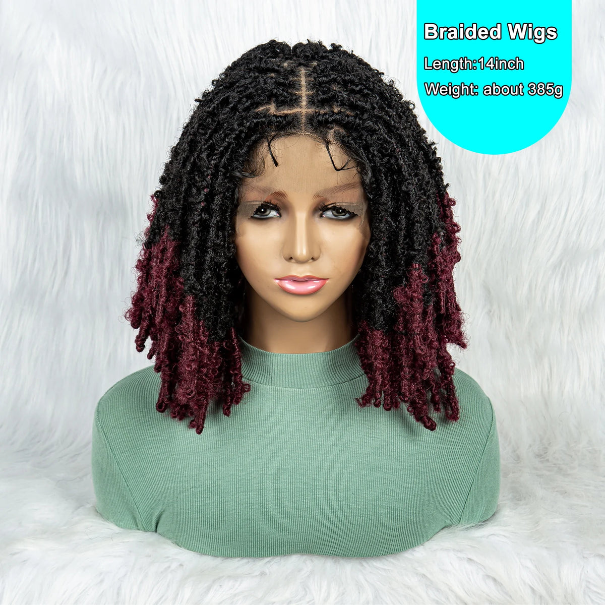 KIMA Pelucas trenzadas sintéticas de 14 pulgadas Peluca frontal de encaje Pelucas trenzadas 9x6 Trenzas de caja sin nudos con pelo de bebé para mujeres negras