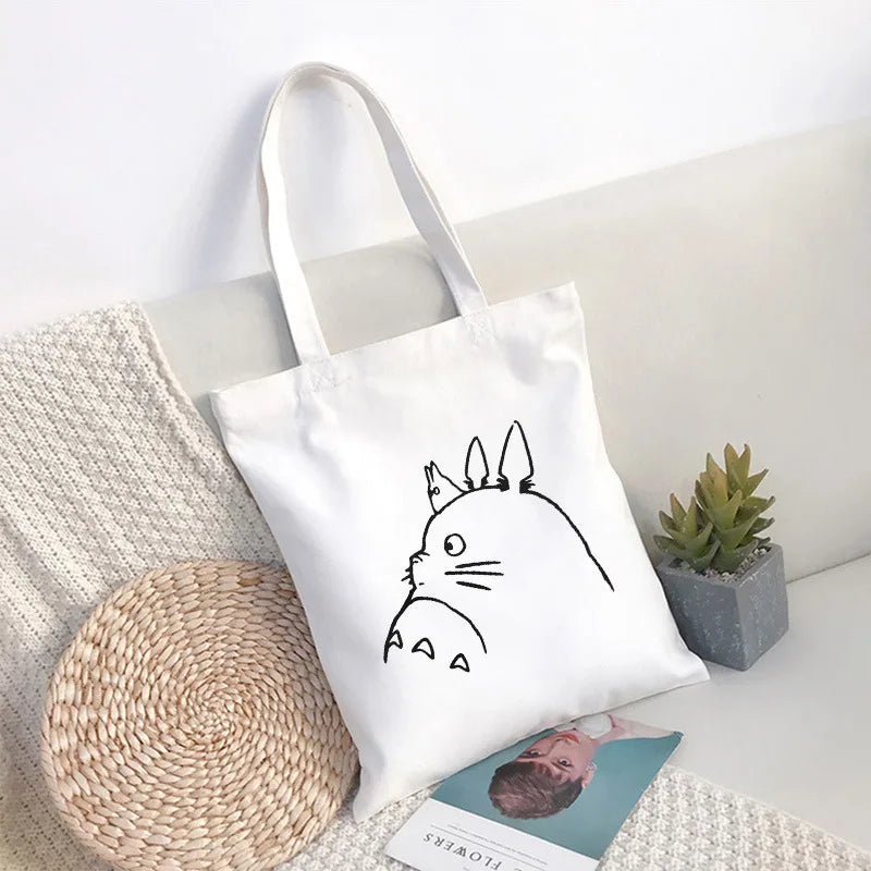 Spirited Away Faceless Anime Cartoon Large Capacity Canvas Shoulder Bag | Women's Casual Tote Kids Student Handbag Shopping Bags Luxegan
