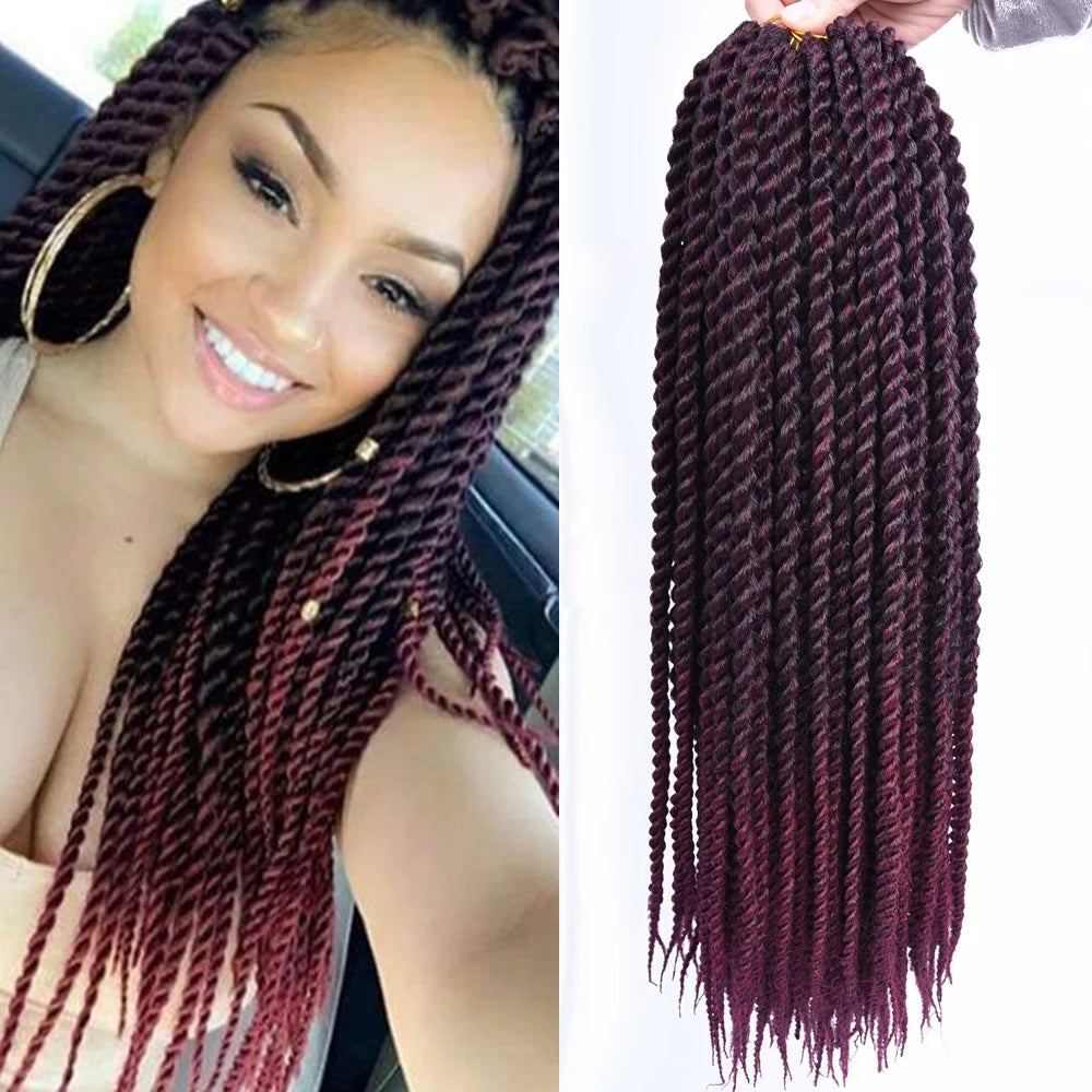 Full Star Senegalese Twist Crochet Braids | 30 Strands/Pack | Ombre Colors Luxegan