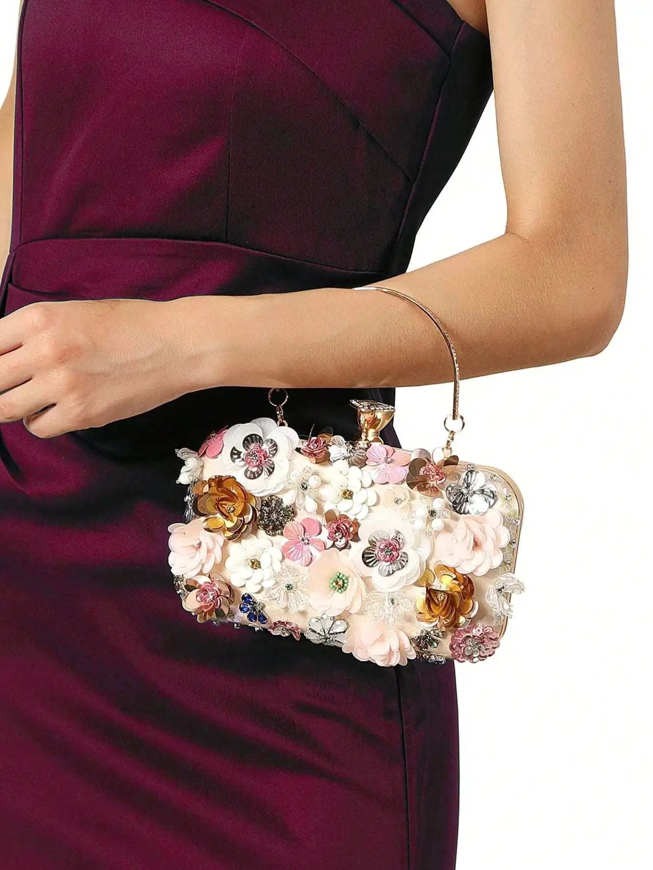 New Handmade Pearl Embroidered Clutch | Glamorous Rhinestone Evening Bag | Quiet Luxury Box Bag for Wedding, Prom & Gala Luxegan