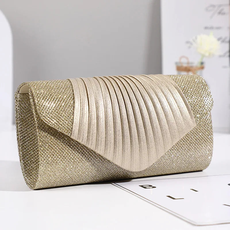 Luxury Women's Square Pleated Envelope Evening Clutch | Fashion Wedding Handbag Luxegan