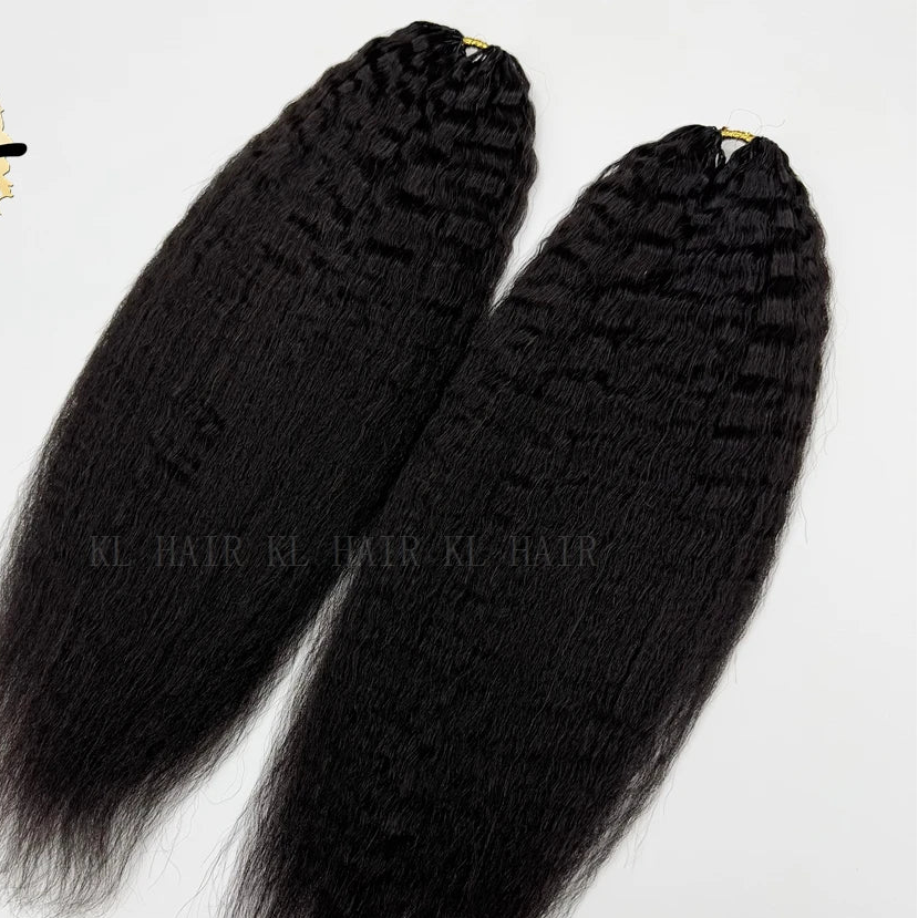 Kinky Straight Feather Crochet Human Hair Extensions – Pre-Looped Crochet Hair for Braiding | 12"–24" Luxegan