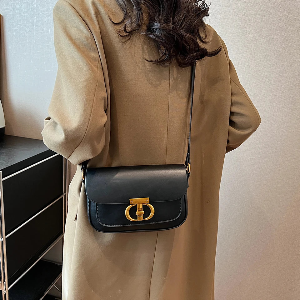Retro Small PU Leather Bag Women's | Original Fashion Lock Crossbody Shoulder Sac & Senior Handbag Underarm Bag (Designer) Luxegan