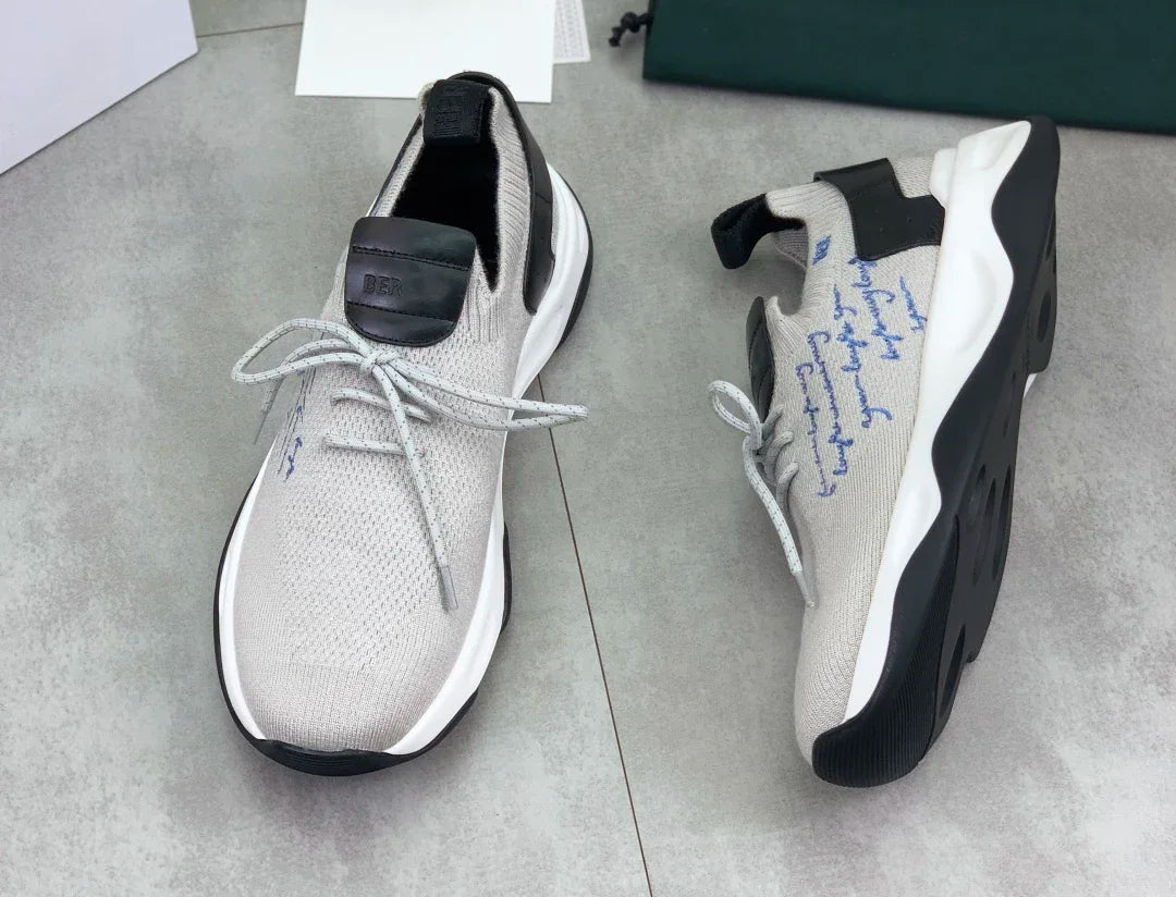 Men's Genuine Cow Leather Knitting Loafers | Sophisticated European Big Size 39–46 | Elegant "New Business" Quality Shoes | "Dignified" Breathable Sports Work Casuals for Radiant Versatile Styling Luxegan