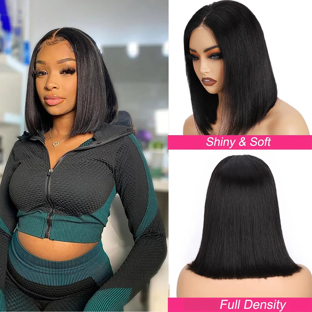 Wear And Go Bob Straight Pre Cut Lace Front Wigs | Black