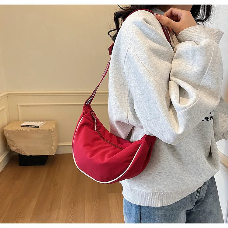 Nylon Solid Hobo Bag | Soft Lightweight Large Capacity Shoulder & Crossbody Bag Luxegan