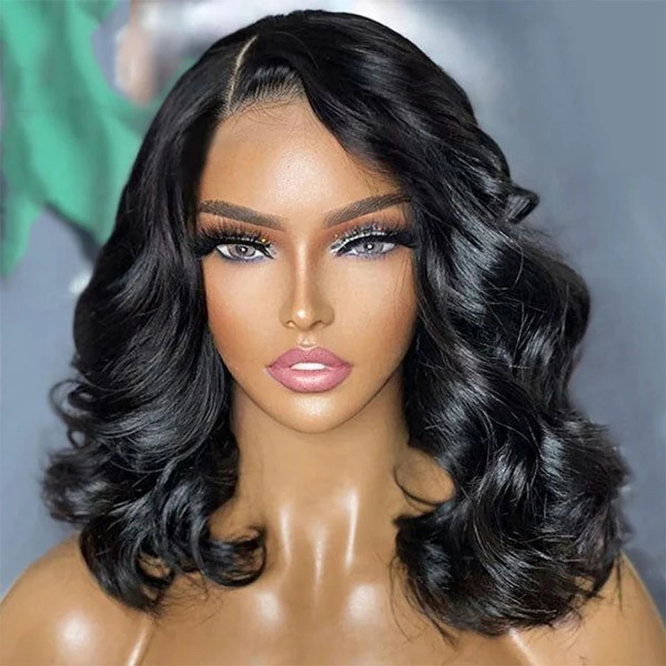 Pre-Styled Body Wave Short Bob | Sophisticated 13x4 HD Transparent Lace Frontal | Elegant "Wear and Go" Brazilian Human Hair | "Dignified" Pre-Cut & Pre-Plucked Remy Wig for Effortless Daily Glamour Luxegan